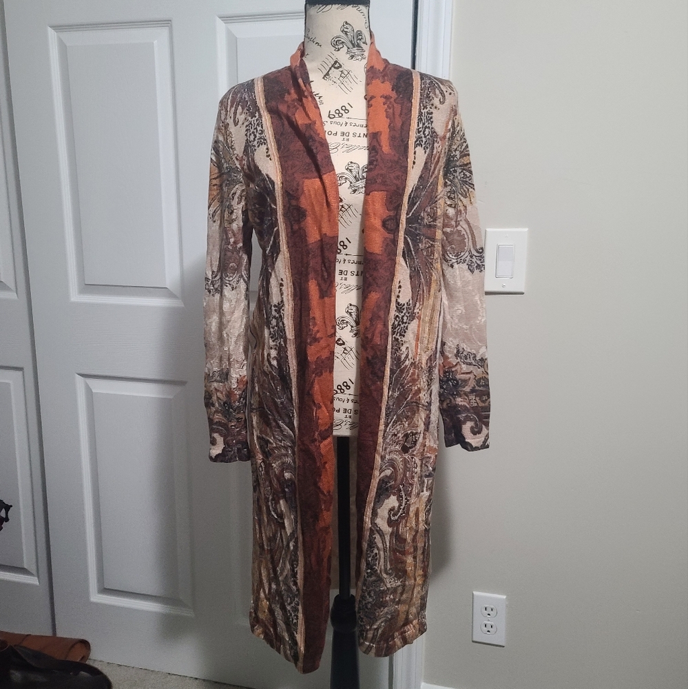 Chico's Regal Paisley Cardigan Open Front Duster Chico's Size 0 - Picture 4 of 15